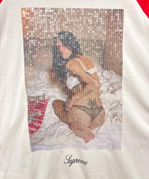 SUPREME（シュプリーム）SUPREME (シュプリーム) 26FW Larry Clark Sequin Raglan L/S Top ホワイト×レッド サイズ:Lの古着・服飾アイテム