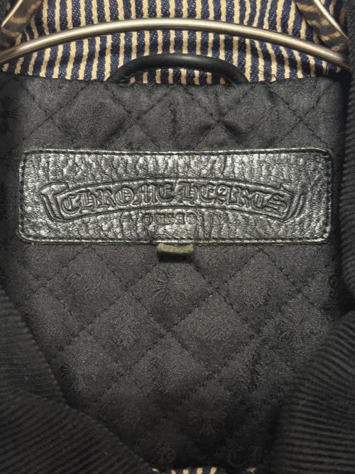 CHROME HEARTS（クロムハーツ）CHROME HEARTS (クロムハーツ) レザー切替 ヒッコリー カバーオール ブラック×グレー サイズ:JVP LARGEの古着・服飾アイテム