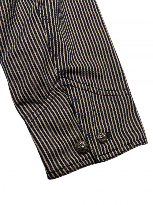CHROME HEARTS（クロムハーツ）CHROME HEARTS (クロムハーツ) レザー切替 ヒッコリー カバーオール ブラック×グレー サイズ:JVP LARGEの古着・服飾アイテム