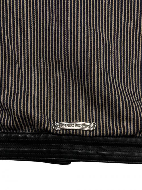 CHROME HEARTS（クロムハーツ）CHROME HEARTS (クロムハーツ) レザー切替 ヒッコリー カバーオール ブラック×グレー サイズ:JVP LARGEの古着・服飾アイテム