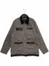 CHROME HEARTS（クロムハーツ）の古着「レザー切替 ヒッコリー カバーオール」｜ブラック×グレー