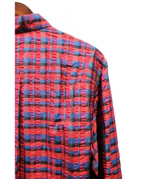 LOUIS VUITTON（ルイ ヴィトン）LOUIS VUITTON (ルイ・ヴィトン) シルクチェックシャツ レッド サイズ:XLの古着・服飾アイテム