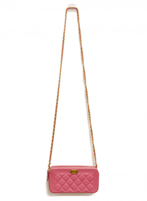 CHANEL（シャネル）CHANEL (シャネル) チェーンショルダーバッグ ピンク サイズ:- ボーイシャネルの古着・服飾アイテム