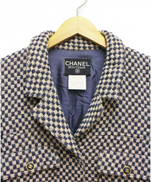 CHANEL（シャネル）CHANEL (シャネル) ヴィンテージココマークボタンジャケット ネイビー サイズ:42の古着・服飾アイテム