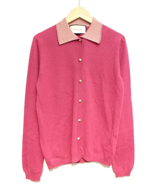 GUCCI（グッチ）GUCCI (グッチ) GGボタンカーディガン ショッキングピンク サイズ:Sの古着・服飾アイテム