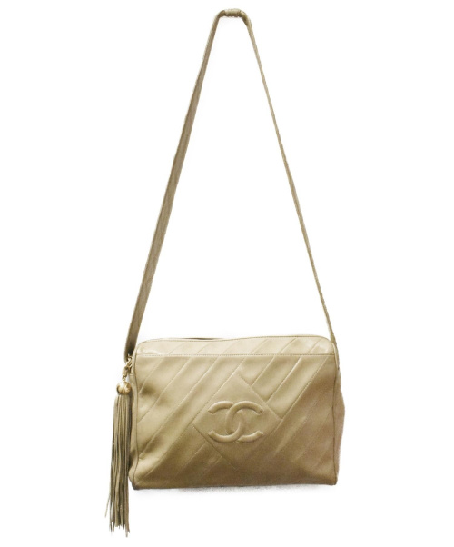 CHANEL（シャネル）CHANEL (シャネル) フリンジショルダーバッグ ベージュ 3488562の古着・服飾アイテム