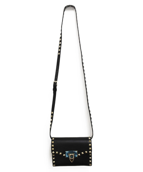 VALENTINO（ヴァレンティノ）VALENTINO (バレンチノ) ロックスタッズミニショルダーバッグ ブラック サイズ:-の古着・服飾アイテム