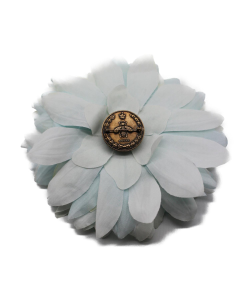 GUCCI（グッチ）GUCCI (グッチ) フラワーコサージュブローチ ライトブルーの古着・服飾アイテム