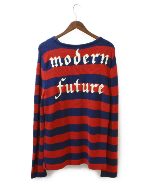 GUCCI（グッチ）GUCCI (グッチ) エンブロイダリーボーダーニット レッド×ネイビー サイズ:XSの古着・服飾アイテム