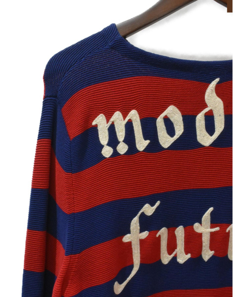 GUCCI（グッチ）GUCCI (グッチ) エンブロイダリーボーダーニット レッド×ネイビー サイズ:XSの古着・服飾アイテム