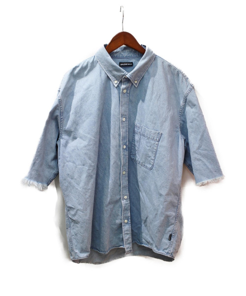 BALENCIAGA（バレンシアガ）BALENCIAGA (バレンシアガ) 19SS/ロゴショートスリーブデニムシャツ インディゴ サイズ:40の古着・服飾アイテム