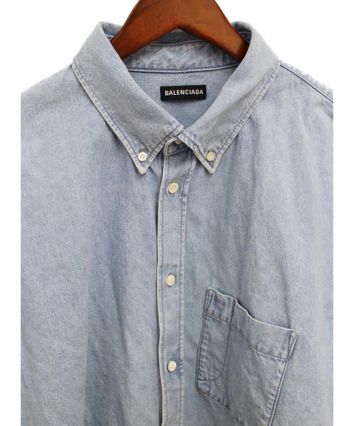 BALENCIAGA（バレンシアガ）BALENCIAGA (バレンシアガ) 19SS/ロゴショートスリーブデニムシャツ インディゴ サイズ:40の古着・服飾アイテム
