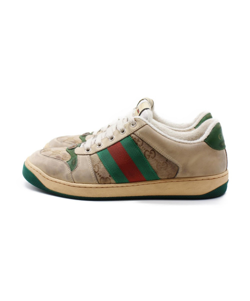 GUCCI（グッチ）GUCCI (グッチ) 19SS/ヴィンテージ加工スニーカー スクリーナー ベージュ サイズ:27の古着・服飾アイテム