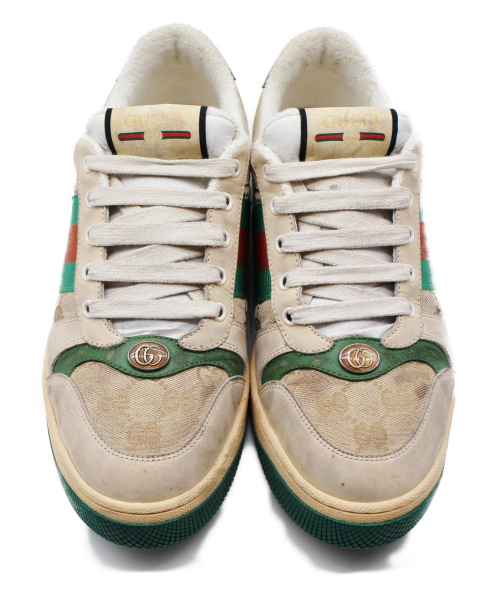 GUCCI（グッチ）GUCCI (グッチ) 19SS/ヴィンテージ加工スニーカー スクリーナー ベージュ サイズ:27の古着・服飾アイテム