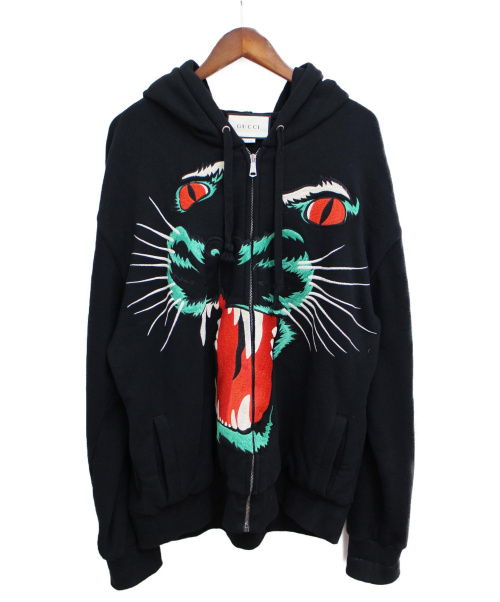 GUCCI（グッチ）GUCCI (グッチ) パンサージップパーカー ブラック サイズ:XLの古着・服飾アイテム