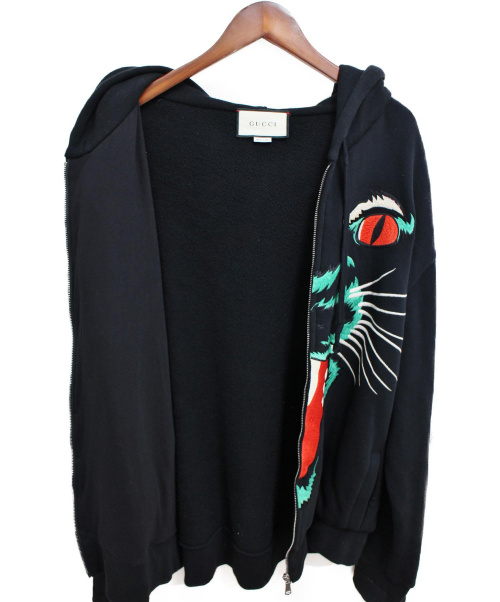 GUCCI（グッチ）GUCCI (グッチ) パンサージップパーカー ブラック サイズ:XLの古着・服飾アイテム