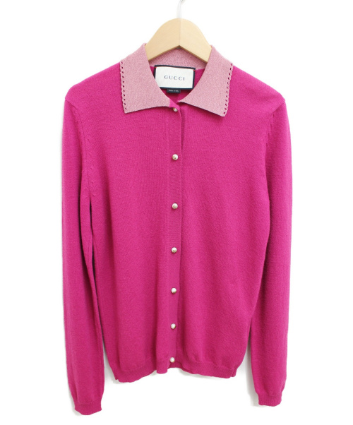 GUCCI（グッチ）GUCCI (グッチ) GGボタンカーディガン ショッキングピンク サイズ:Sの古着・服飾アイテム