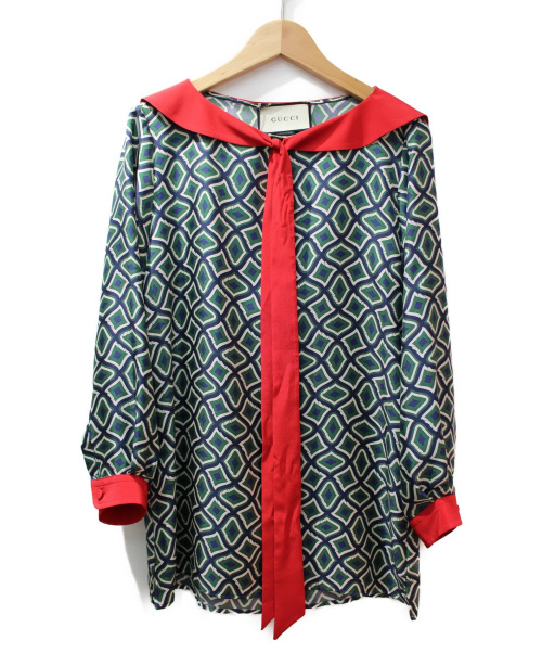 GUCCI（グッチ）GUCCI (グッチ) プルオーバーブラウス グリーン サイズ:40 未使用品の古着・服飾アイテム