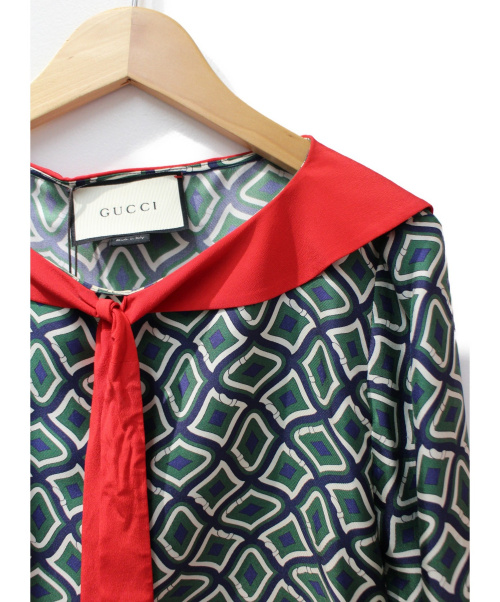 GUCCI（グッチ）GUCCI (グッチ) プルオーバーブラウス グリーン サイズ:40 未使用品の古着・服飾アイテム