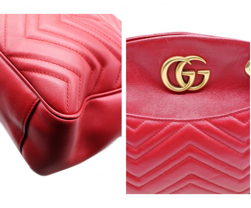 GUCCI（グッチ）GUCCI (グッチ) GGマーモント/ショルダーバッグ レッド サイズ:- G020373030の古着・服飾アイテム