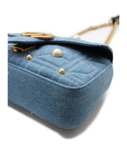 GUCCI（グッチ）GUCCI (グッチ) GGマーモント チェーンショルダーバッグ スカイブルー サイズ:- GGマーモント 446744 520981 デニム ■の古着・服飾アイテム