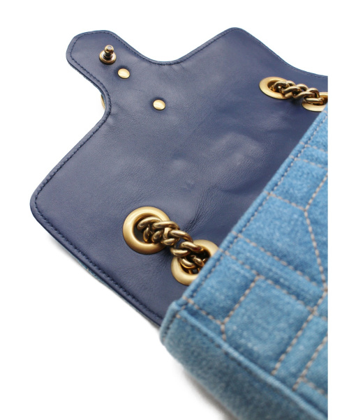 GUCCI（グッチ）GUCCI (グッチ) GGマーモント チェーンショルダーバッグ スカイブルー サイズ:- GGマーモント 446744 520981 デニム ■の古着・服飾アイテム