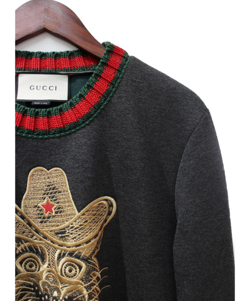 GUCCI（グッチ）GUCCI (グッチ) 刺繍ボンディングスウェット チャコールグレー サイズ:XSの古着・服飾アイテム