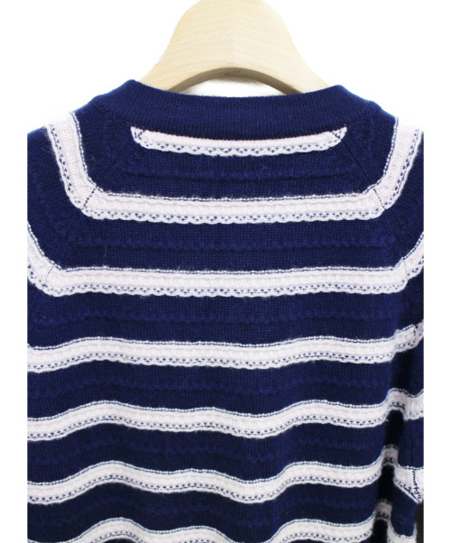 CHANEL（シャネル）CHANEL (シャネル) ボーダーニットワンピース ネイビー サイズ:42の古着・服飾アイテム