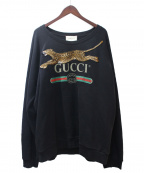GUCCIグッチ）の古着「エンブロイダリークルーネックスウェット」｜ブラック