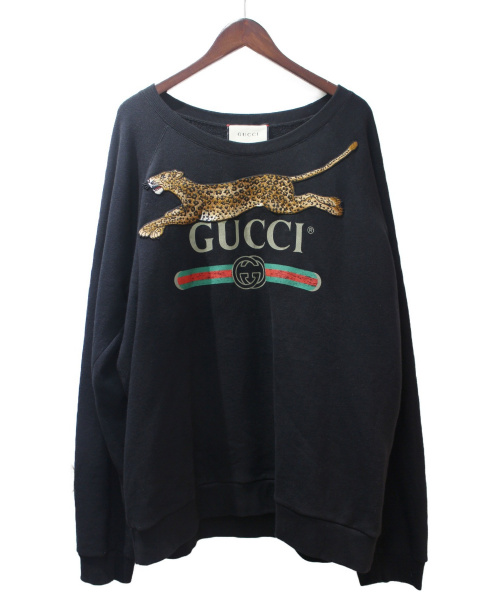 GUCCI（グッチ）GUCCI (グッチ) エンブロイダリークルーネックスウェット ブラック サイズ:XLの古着・服飾アイテム