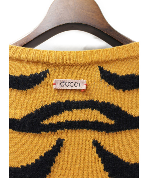 GUCCI（グッチ）GUCCI (グッチ) タイガークルーネックニット グレー サイズ:XLの古着・服飾アイテム