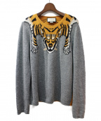 GUCCIグッチ）の古着「タイガークルーネックニット」｜グレー