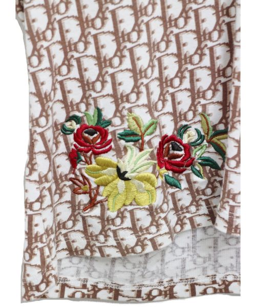 Christian Dior（クリスチャン ディオール）Christian Dior (クリスチャンディオール) トロッター柄VネックTシャツ ブラウン サイズ:46の古着・服飾アイテム