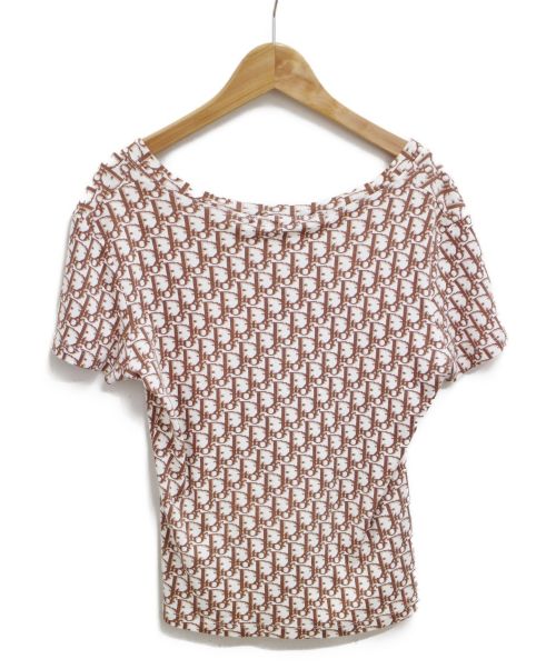 Christian Dior（クリスチャン ディオール）Christian Dior (クリスチャンディオール) トロッター柄VネックTシャツ ブラウン サイズ:46の古着・服飾アイテム