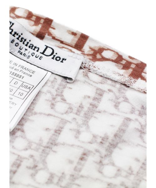 Christian Dior（クリスチャン ディオール）Christian Dior (クリスチャンディオール) トロッター柄VネックTシャツ ブラウン サイズ:46の古着・服飾アイテム