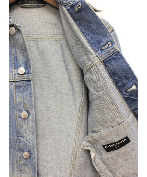BALENCIAGA（バレンシアガ）BALENCIAGA (バレンシアガ) バックプリントデニムジャケット インディゴ サイズ:46の古着・服飾アイテム