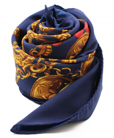 中古・古着通販】CHANEL (シャネル) シルクスカーフ ネイビー サイズ