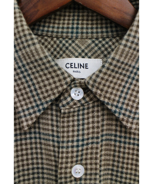 CELINE（セリーヌ）CELINE (セリーヌ) 19AW スモールチェックシャツ ブラウン サイズ:Sの古着・服飾アイテム