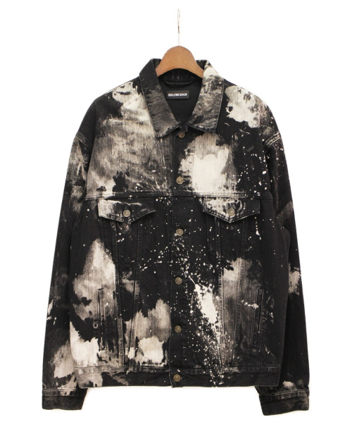 BALENCIAGA（バレンシアガ）BALENCIAGA (バレンシアガ) ペイントデニムジャケット ブラック サイズ:46の古着・服飾アイテム