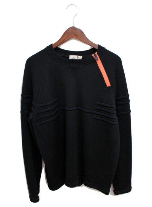 HERMES（エルメス）HERMES (エルメス) ジップデザインニット ブラック サイズ:Mの古着・服飾アイテム