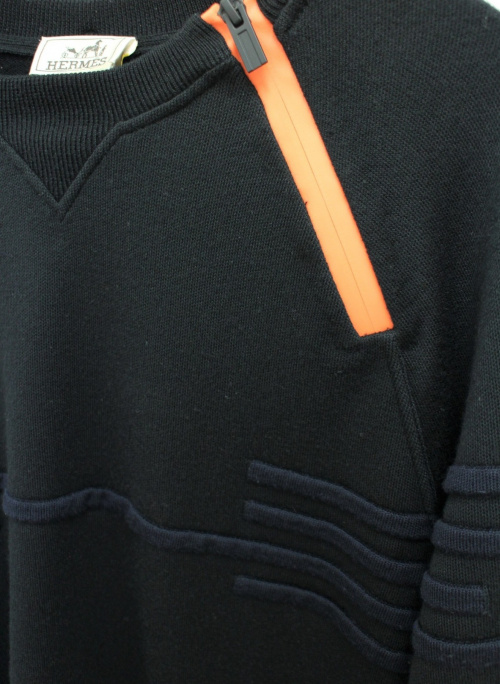 HERMES（エルメス）HERMES (エルメス) ジップデザインニット ブラック サイズ:Mの古着・服飾アイテム