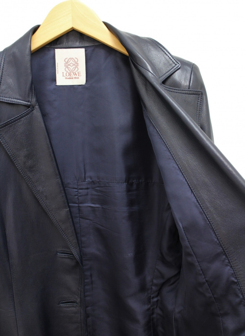 LOEWE（ロエベ）LOEWE (ロエベ) レザーテーラードジャケット ネイビー サイズ:-の古着・服飾アイテム