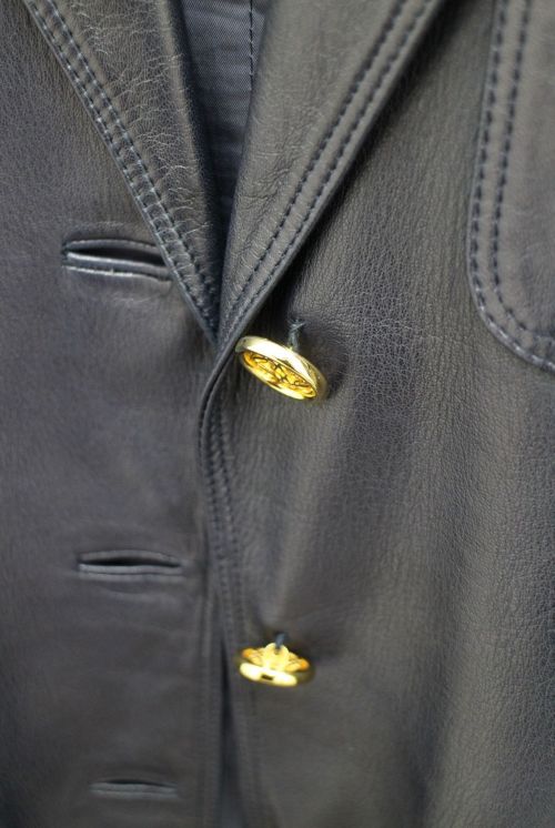 LOEWE（ロエベ）LOEWE (ロエベ) レザーテーラードジャケット ネイビー サイズ:-の古着・服飾アイテム