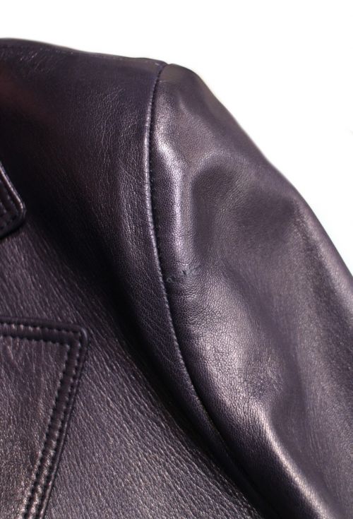 LOEWE（ロエベ）LOEWE (ロエベ) レザーテーラードジャケット ネイビー サイズ:-の古着・服飾アイテム