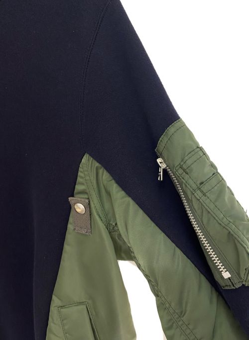 sacai（サカイ）sacai (サカイ) Sponge Sweat×MA-1 Pullover ネイビー サイズ:3の古着・服飾アイテム