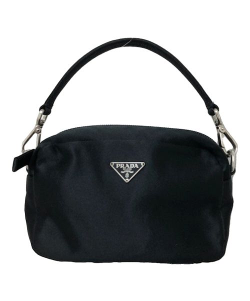 PRADA（プラダ）PRADA (プラダ) サテンハンドポーチ ブラック サイズ:-の古着・服飾アイテム
