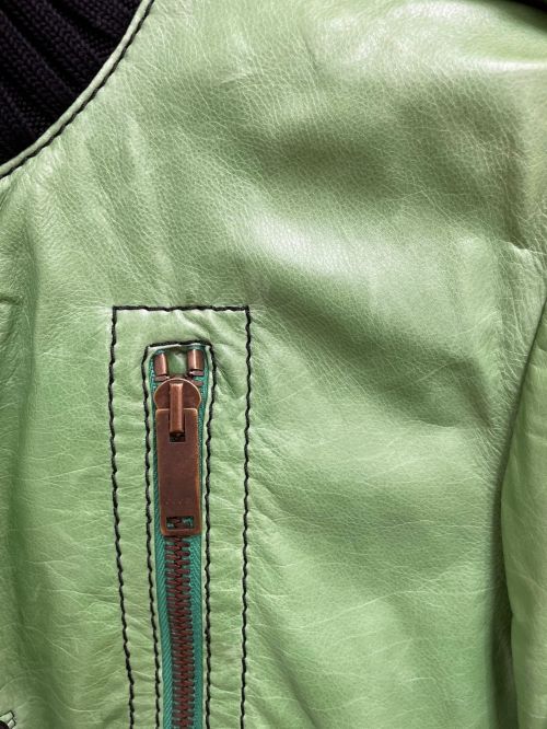 GUCCI（グッチ）GUCCI (グッチ) レザージャケット グリーン サイズ:46の古着・服飾アイテム