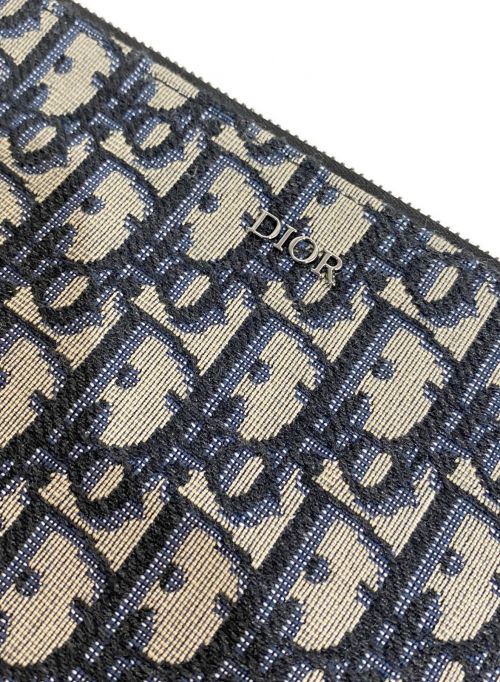 Dior（ディオール）Dior (ディオール) ディオールオブリークジャガードA5ポーチ ネイビー×ベージュ サイズ:A5の古着・服飾アイテム