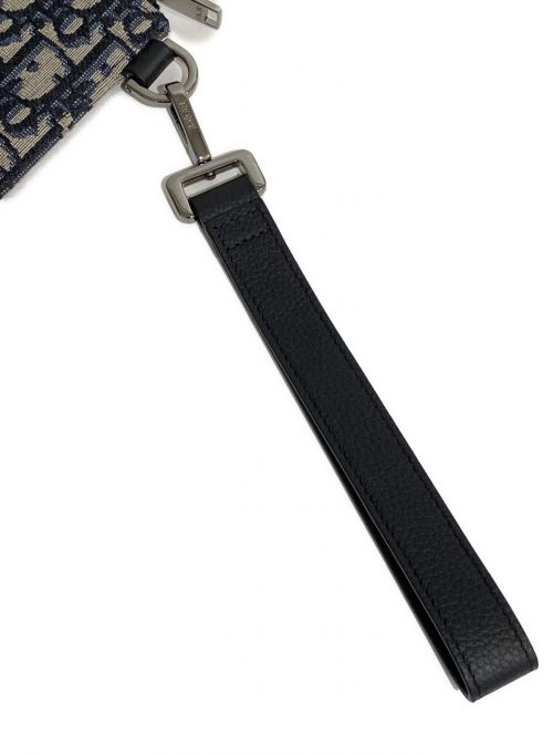 Dior（ディオール）Dior (ディオール) ディオールオブリークジャガードA5ポーチ ネイビー×ベージュ サイズ:A5の古着・服飾アイテム