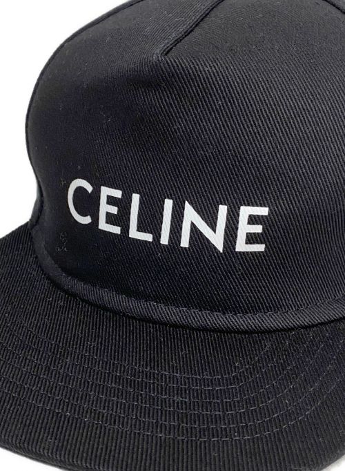 CELINE（セリーヌ）CELINE (セリーヌ) ロゴプリントキャップ ブラック サイズ:Mの古着・服飾アイテム